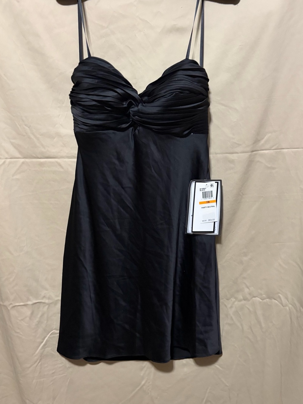 Black Mini Dress with Ruched Bust and strapless- Brand: Alex and Sophia
